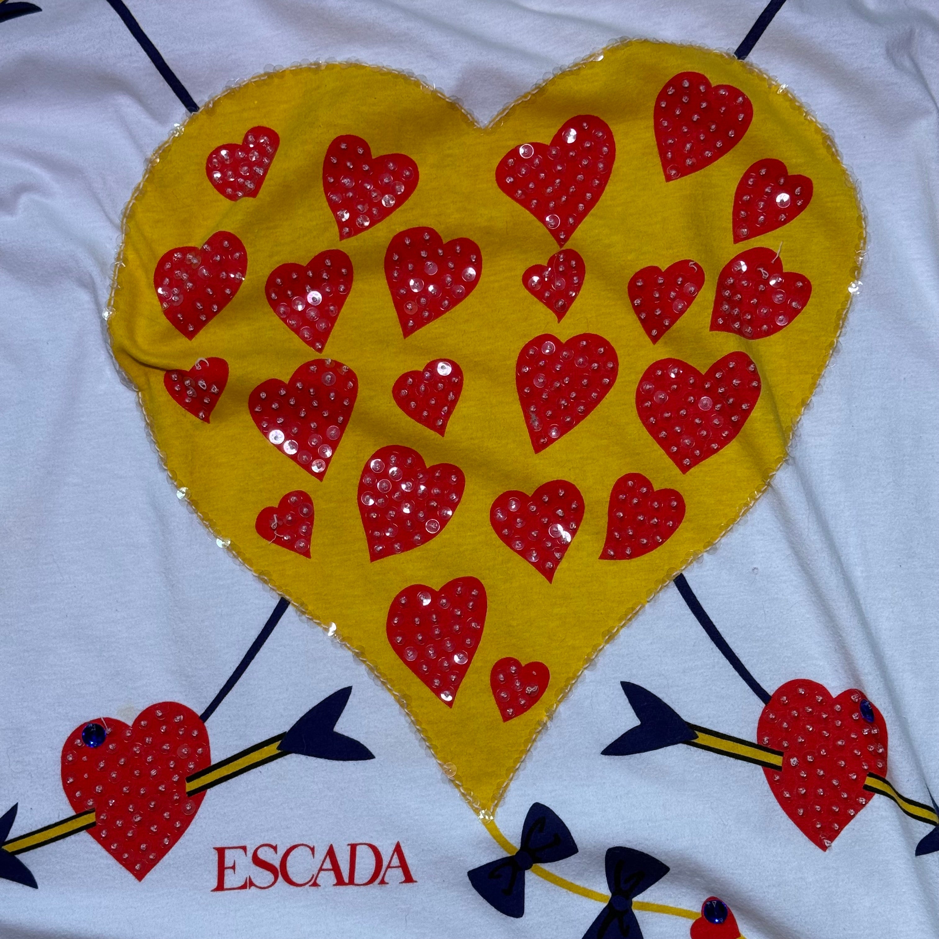 90s Escada By Margaretha Ley Heart Sequin Tee Shirt