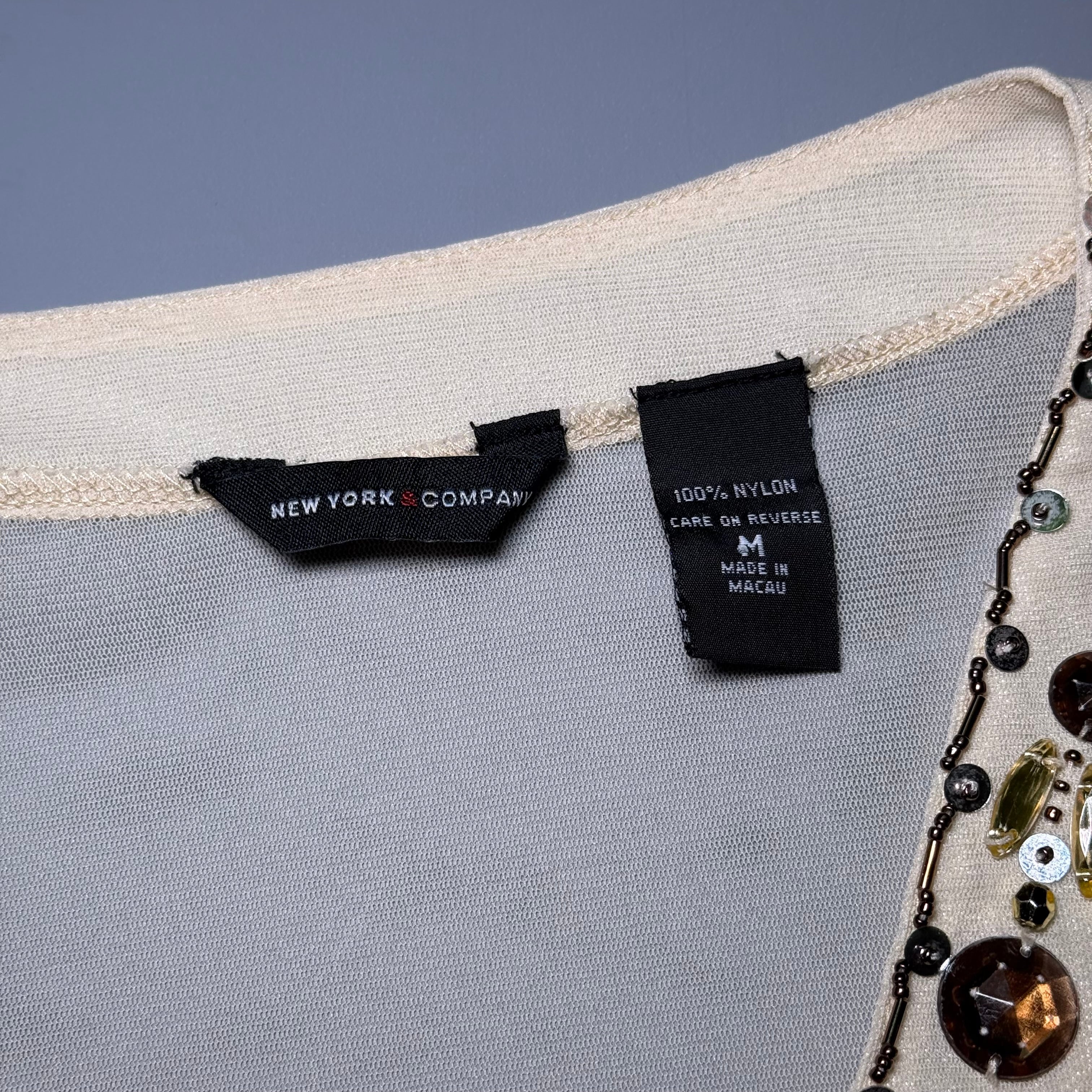 New York & Company Sheer Embellished Top