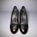 CHANEL Black Leather Ballerina Toe Pumps