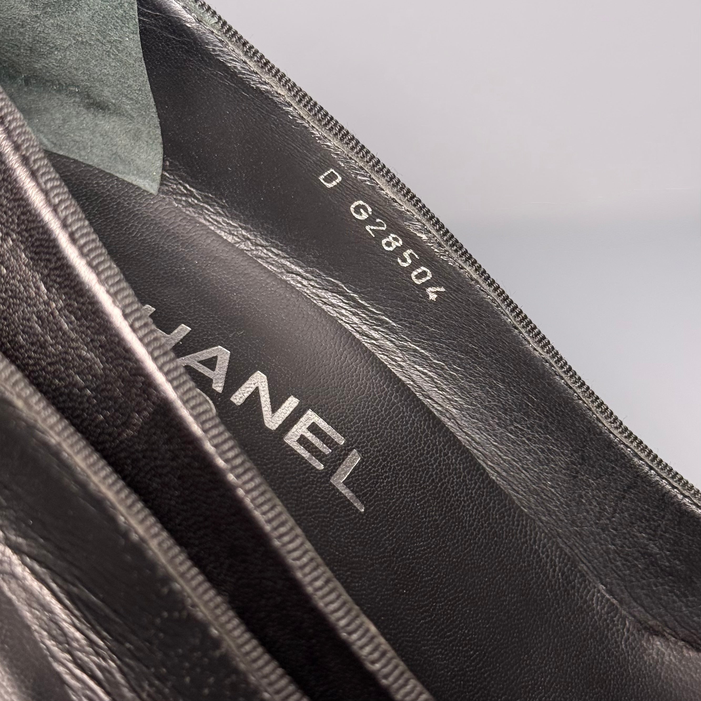 CHANEL Black Leather Ballerina Toe Pumps