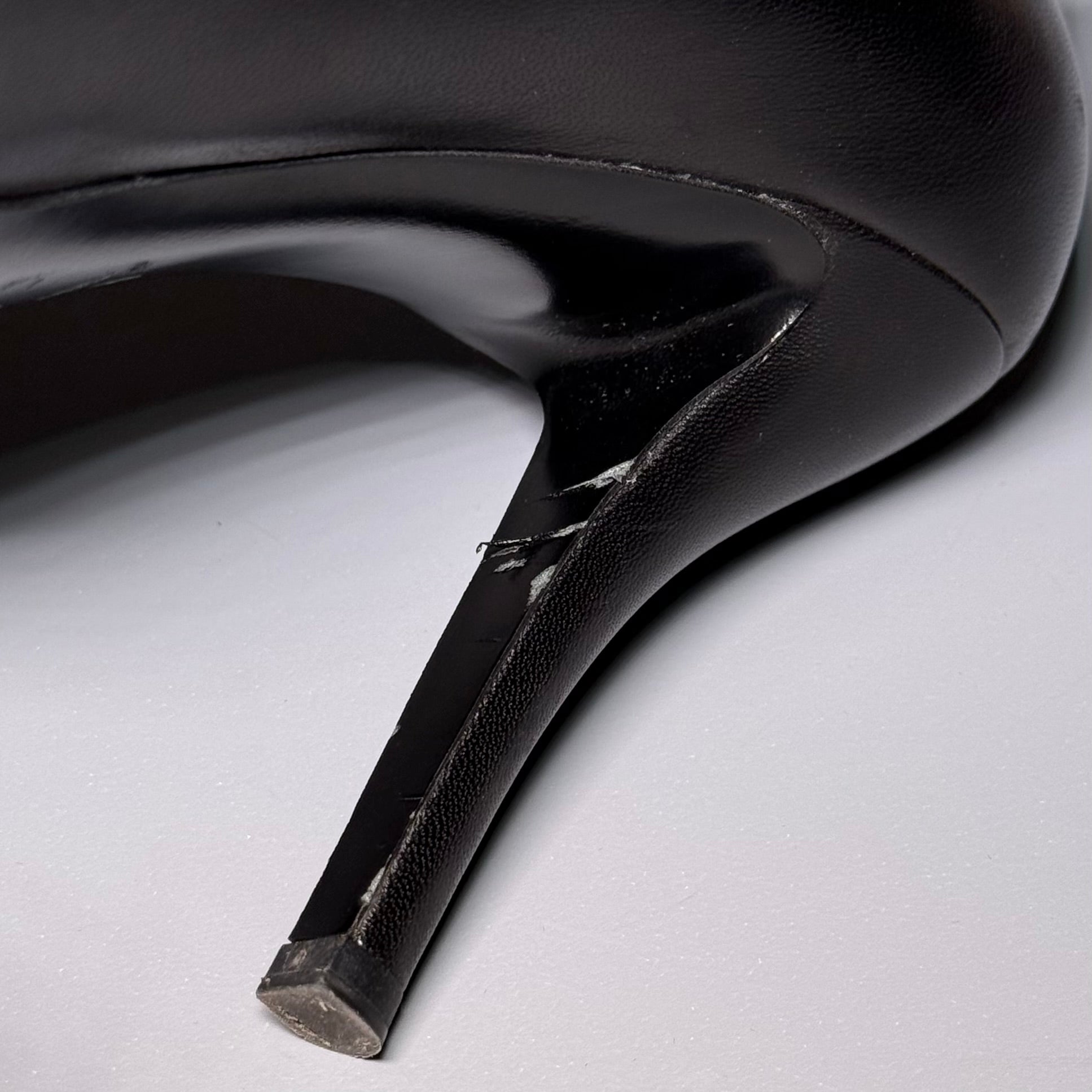 CHANEL Black Leather Ballerina Toe Pumps
