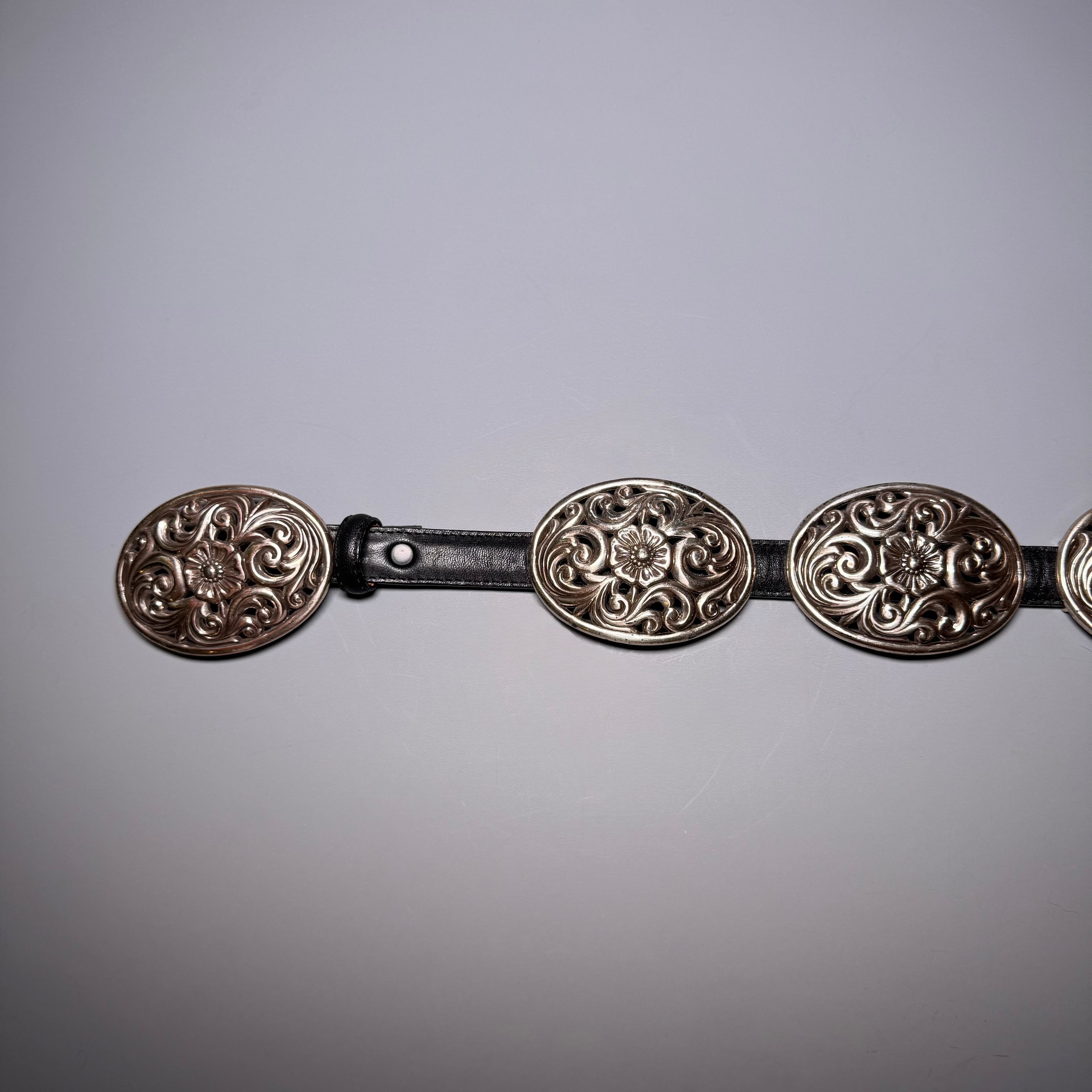 Brighton Silver Concho Floral Belt