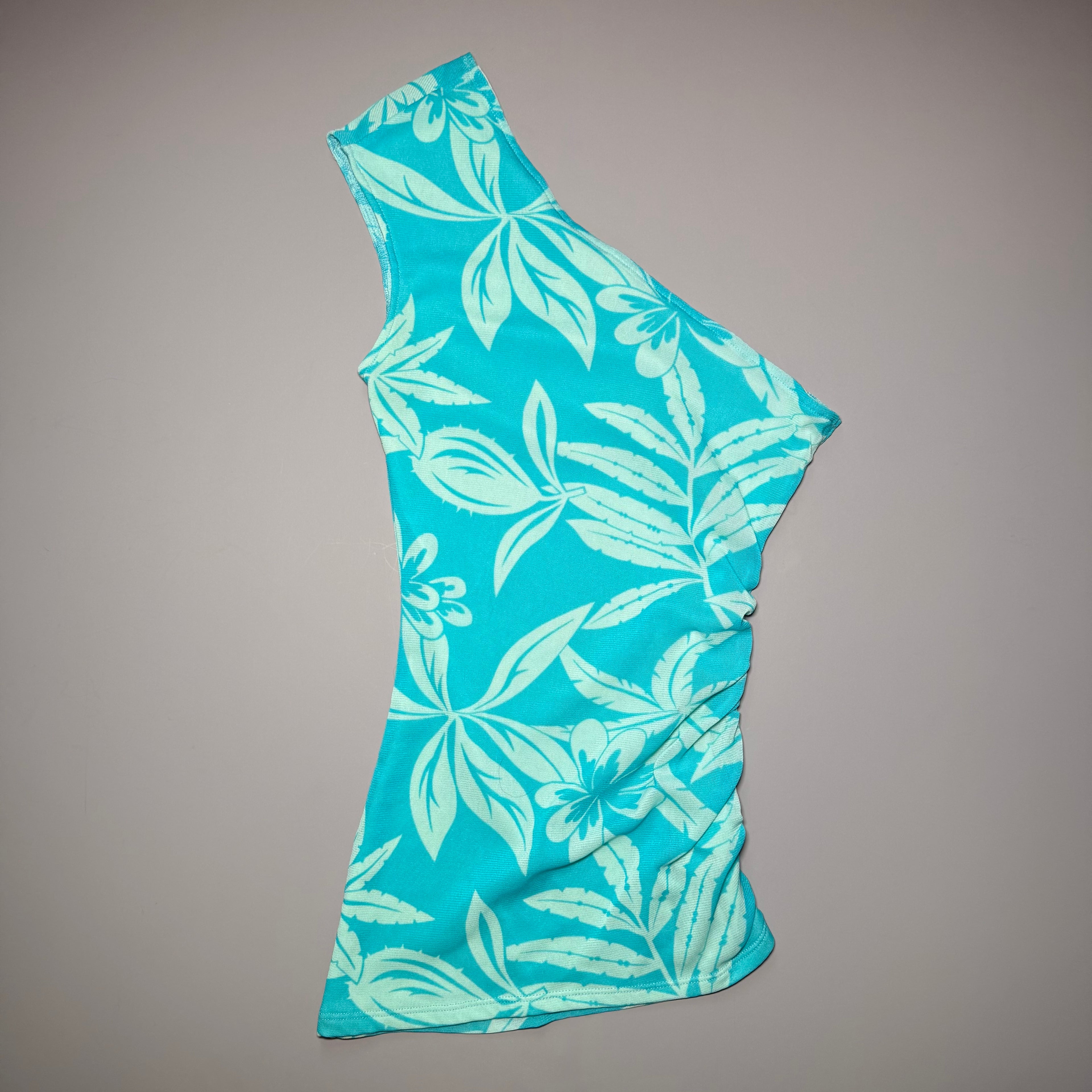 Guess Jeans One Shoulder Mesh Tropical Floral Top